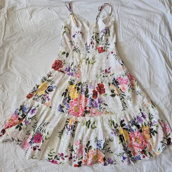 Marchessa Notte Floral Midi Dress White with pink floral sz 12 - Picture 2 of 5